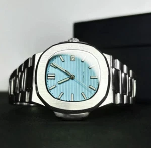 Reloj mecánico retro cuadrado 40 mm esfera azul hielo zafiro NH35A para hombre - Imagen 1 de 9