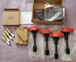 4 bujías de encendido rojas y platino 02-06 Nissan Altima Sentra 2,5 L UF350 - Imagen 1 de 11