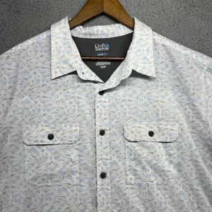 Croft & Barrow Shirt Men's 2XB 2XL Big White Blue Swordfish Quick Dry All Over - Picture 1 of 15
