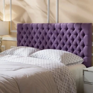 Purple Tufted Fabric Upholstered Headboard Full Queen Size Bed Frame Mount - Picture 1 of 6