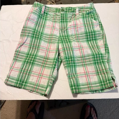 Pantalones Cortos Arizona Jean Company Verde y Rosa a Cuadros Niñas Talla 14  Foto 1 de 3