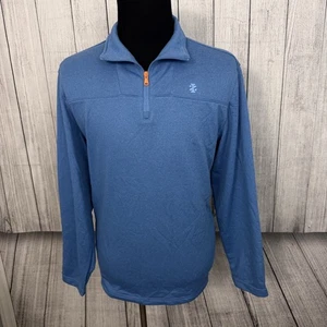 Izod Men's Large Blue Quarter Zip Polyester Long Sleeve Pullover Sweater - Picture 1 of 6