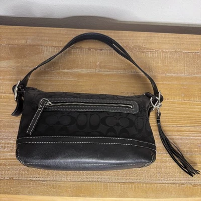 COACH 9363 East West 签名黑色肩帆布皮革 Y2K 复古 00 年代  — 第 1/4 张图片