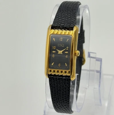 Reloj Mujer ESQ Esquire Cuarzo Suizo Tono Dorado Estilo Tanque 20mm, Cuero Negro Foto 1 de 4