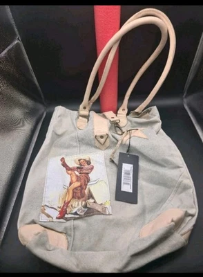 BOTA VAQUERA ADICCIÓN ROJA BOLSO LONA CUERO MANGO VINTAGE  Foto 1 de 4