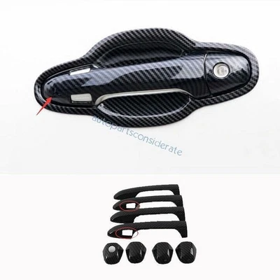 Cubierta de manija de puerta inteligente lateral de fibra de carbono para Toyota Highlander 2014-2018 2019 Foto 1 de 4