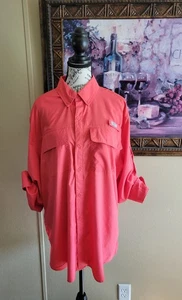 Ocean Coast Womens Large Coral Long Sleeve Vented Button Up Fishing Shirt  - Picture 1 of 23