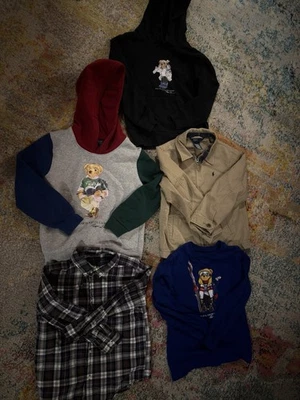 Polo Ralph Lauren Lot of 5 Bear Hoodies Shirts Jacket Boys Size 7 - Image 1 of 4