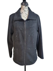 Quacker Factory Women's Coat With Rhinestones And Rhinestone Zipper  L Fleece  - Picture 1 of 9