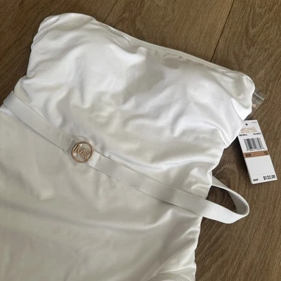 Maiô Michael Kors branco acolchoado com cinto uma peça logotipo tamanho 12 NOVO - Imagem 1 de 4