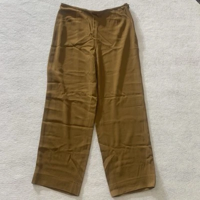 Calça social Armani feminina tamanho 10 marrom lã cintura alta perna reta designer italiano - Imagem 1 de 4