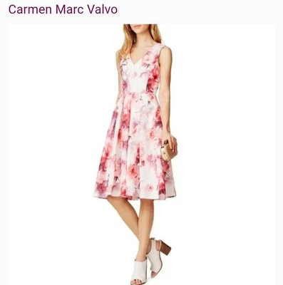 Vestido Carmen Marc Valvo Mujer Talla 2 Color Marfil/Coral Nuevo con Etiquetas Foto 1 de 4