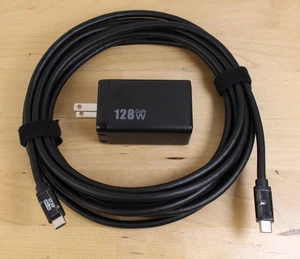 128W GaN Fast Charging Wall Charger 3-Port PD QC & Long 4K USB-C Cable 60hz 100W - Picture 1 of 5