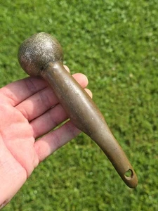 Antique Brass Horse Hame Knob End For Vtg Old Walking Stick Cane Handle See Pics - Picture 1 of 7