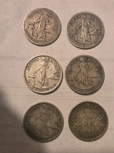 Philippine 50 Centavos Group 1907S,1918S,1919S,19211944S,1945 Foreign Silver  - Bild 1 von 17