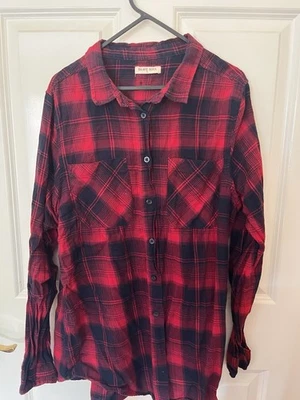 Brave Soul Women’s Red Checked Long Sleeve Shirt Button Up Size L - Image 1 of 2