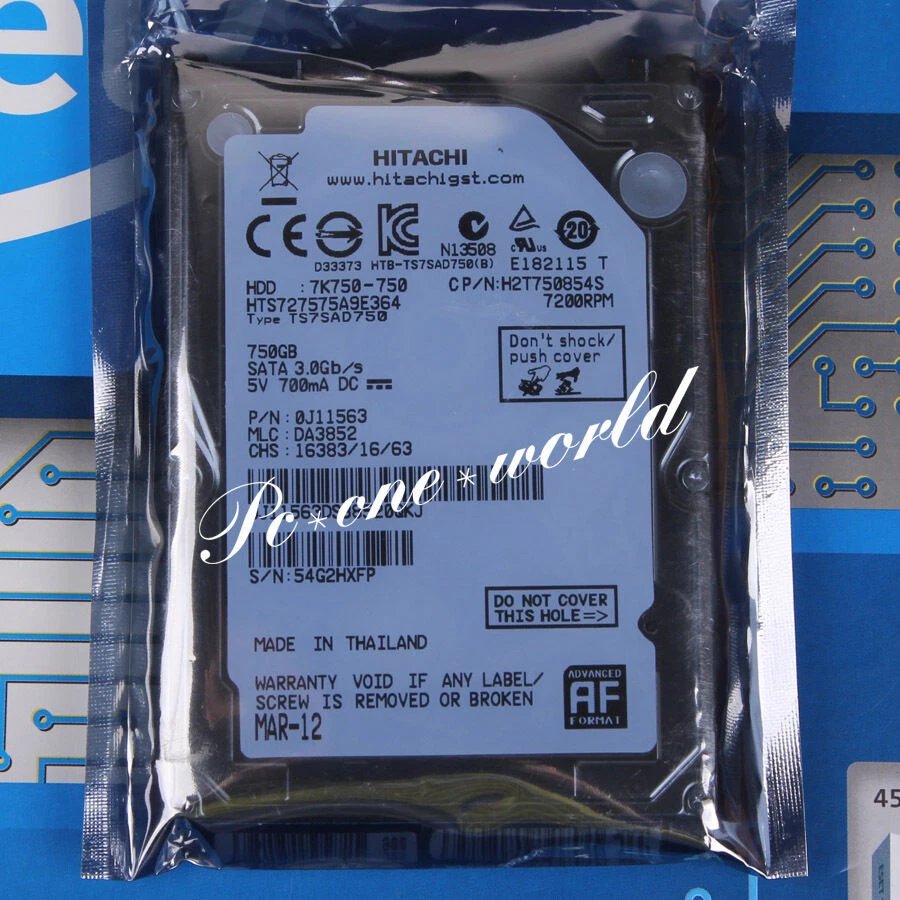 100% OK HTS727575A9E364 HITACHI 750 GB 2.5" 7200 RPM 16 MB SATA Hard Disk HDD - Image 1 of 1