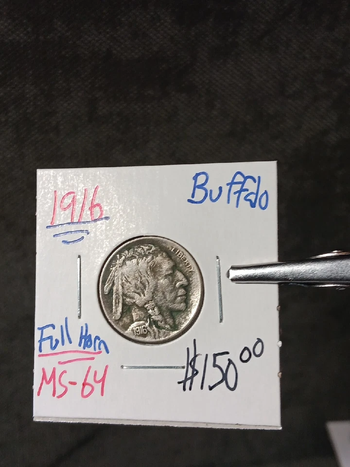 👉1916 Buffalo Nickel FULL HORN Ms++ STUNNING EYE Appeal  J/177 - Image 1 of 4
