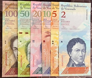 VENEZUELA / 2012 / MISC. NOTES 2, 5, 10, 20, 50, 100 BOLIVARES / UNCIRCULATED - Picture 1 of 2