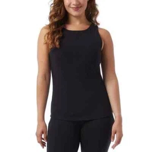 32 Degrees Cool Women's Soft Ribbed Fabric with Built-In-Bra Top, Black, Size L - Picture 1 of 5