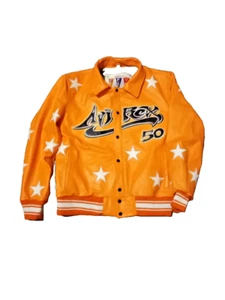 casual orange leather jacket mens - Picture 1 of 5
