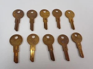 Taylor IN8 L54B L1054B Key Blanks Brass Uncut Furniture Cabinet Locks Vtg 10 ea - Picture 1 of 10