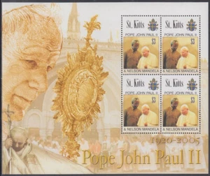ST KITTS Sc # 637.1 CPL MNH JUEGO HOJA DE 4 - PAPA JOHN PAUL II con NELSON MANDELA - Imagen 1 de 1