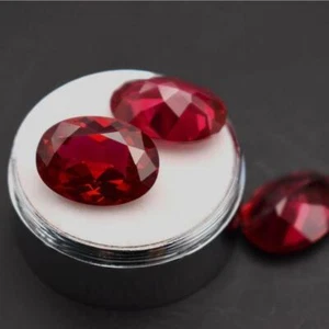Lab-Created Red Ruby Oval Cut Gems MultiSize AAA Loose Gemstone(Pass Ruby Test) - Picture 1 of 2