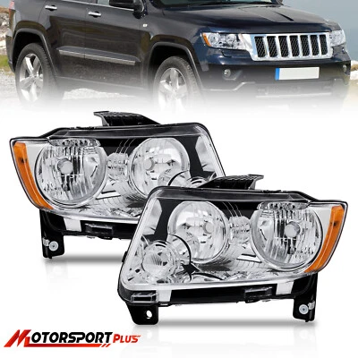 Pair Headlights Headlamps Halogen For 11-13 Jeep Grand Cherokee 11-17 Compass - Image 1 of 4