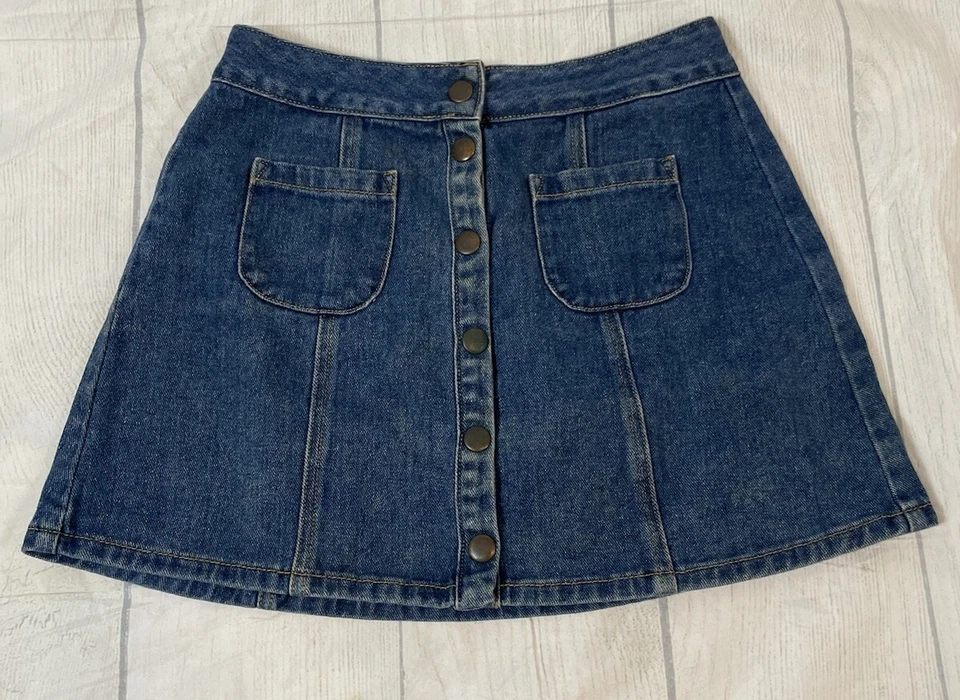 Falda Brandy MELVILLE Mujer Pequeña S 26 Azul Mini Denim Y2K Academia Foto 1 de 4