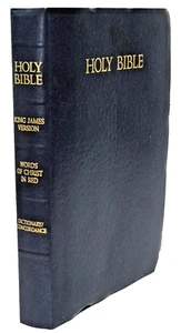 HOLY BIBLE King James Version 1984 Edition Blue Faux Leather Words of Christ Red - Bild 1 von 8
