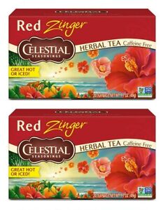 Lot Celestial Red Zinger 40ct Herbal Tea Summer Cool Big Bang Caffeine Free Ship