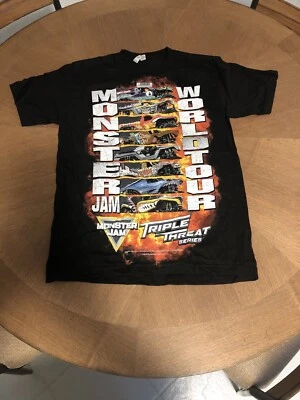 BK1- Alstyle Unisex T-Shirt Black Monster Jam World Tour 2018 Adult Med NEW - Image 1 of 4