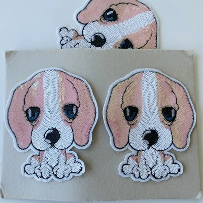 Apliques/parches bordados con lentejuelas para perros 2 piezas para costura/artesanías Foto 1 de 4
