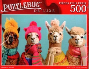Alpacas in Beanies - 500 Pieces Deluxe Jigsaw Puzzle - Picture 1 of 1