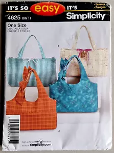 SIMPLICITY Its SO EASY SEWING PATTERN - TOTE SHOPPER BAGS - 2 Styles - Picture 1 of 1
