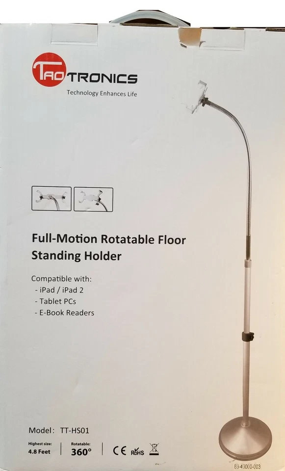 TaoTronics Full-Motion Rotatable Floor Standing Holder for Tablets, E-Books, iPa - Image 1 of 3