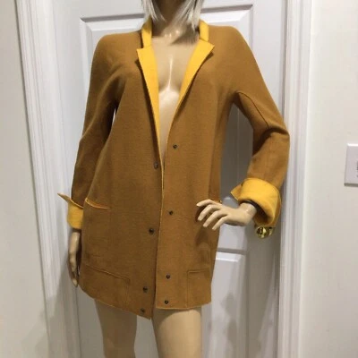 MARC CAIN  100% VIRGIN Wool Snap Closure Blazer Jacket Size 6 BEIGE /Gold - Image 1 of 4