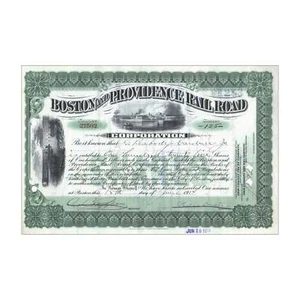 Boston & Providence Railroad Corp. Stock // Shares Vary // Green / 1910s-30s - Picture 1 of 2