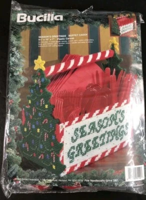 Bucilla Cross stitch Seasons Greetings Buffet Caddy Christmas  Needlepoint New  - Image 1 of 2