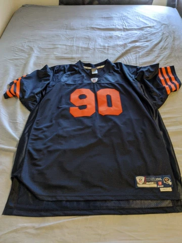 Chicago Bears #90 Peppers Reebok On Field Blue Orange Throwback Jersey Size 2XL Cover