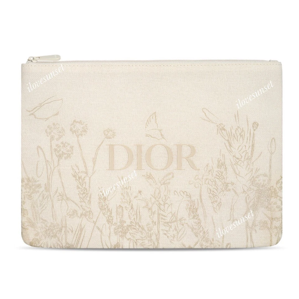 Dior Beauty Spring Flower Large Clutch Makeup Bag Pouch Natural Beige