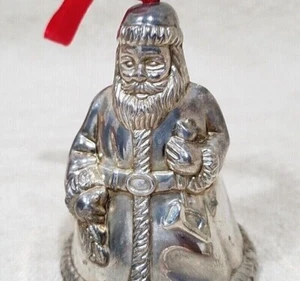 VINTAGE ZINN WEIHNACHTSMANN METALL MINI 3" GLOCKE ORNAMENT (NICHT MARKIERT) - Bild 1 von 11