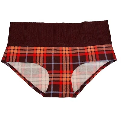 NUEVO CON ETIQUETAS AERIE Boybrief Braguita Talla M-L-XL Rojo Marrón Algodón Jersey Cable Tejido Encaje Foto 1 de 4