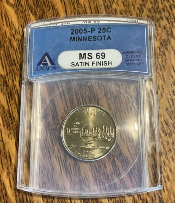 2005 WASHINGTON QUARTER MINNESOTA EXTRA TREE ANACS CERTIFIED MS69 SATIN FINISH - Image 1 of 2
