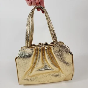 Bolso de mano vintage Lou Taylor acabado dorado con asa superior - Imagen 1 de 11
