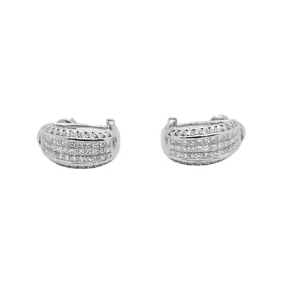 18ct 18K White Gold Princess Cut Diamond Cluster Stud Earrings TDW 3.32ct. New - Image 1 of 4