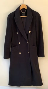 Portmans Size 8 Womens Collared Knee Length Black Heavy Coat Jacket Winter - Picture 1 of 10
