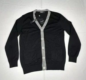 NEWl PJ Paul Jones Sweater Mens Men’s Black Gray White Button Up Cardigan NWT - Picture 1 of 6
