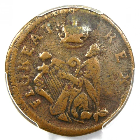 1670 New Jersey St Patrick Farthing Colonial Coin 1/4P - PCGS VF25 - $1650 Value Cover